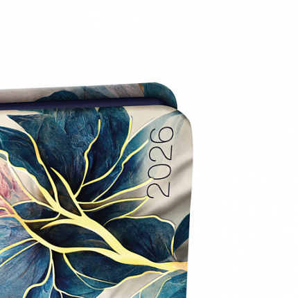 Еженедельник датированный 2026 МАЛЫЙ ФОРМАТ 95х155 мм, А6, BRAUBERG "Vista", под кожу, "Цветы", 117204