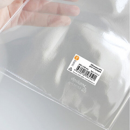 Обложка ПВХ со штрихкодом для тетрадей, ПЛОТНАЯ, 110 мкм, 209х340 мм, прозрачная, ДПС, 1111.1, 1111,1