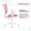 Кресло детское BRABIX "Fancy MG-201W", с подлокотниками, пластик белый, розовое, 532409, MG-201W_532409