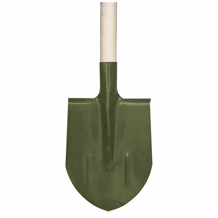 Лопата штыковая 20х28,5 см, с ребрами жесткости, высота 145 см, деревянный черенок, КМ000882