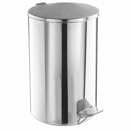 Ведро мусорное с педалью 10 литров, УСИЛЕННОЕ, кольцо под мешок, хром, нержавеющая сталь, ТИТАН