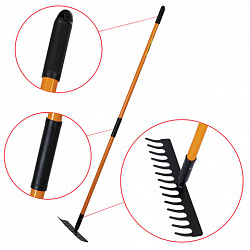 Грабли 14 зубьев стальные 35х10 см, ОБЩАЯ ДЛИНА 150 см, черенок стекловолокно, RABBITEX (РАББИТЕКС) "FIBERGLASS", 700494