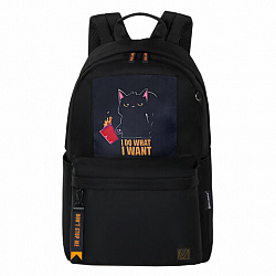 Рюкзак BRAUBERG FASHION CITY универсальный, карман-антивор, Cat, черный, 44х31х16 см, 272569