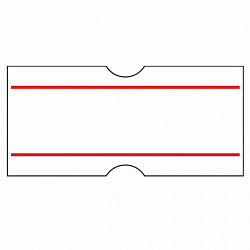 Этикет-лента 21х12 мм, прямоугольная, белая с красной полосой, комплект 5 рулонов по 600 шт., BRAUBERG, 123568