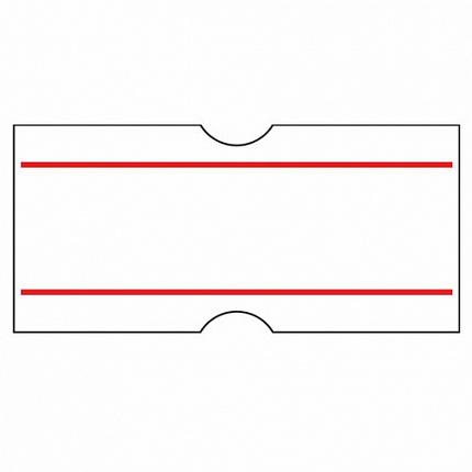 Этикет-лента 21х12 мм, прямоугольная, белая с красной полосой, комплект 5 рулонов по 600 шт., BRAUBERG, 123568