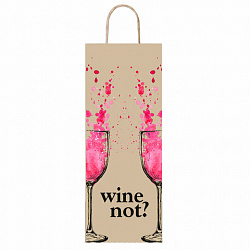 Крафт-пакет бумажный "Wine not?" 15х8х39 см, с кручеными ручками, плотность 80 г/м2, 115809