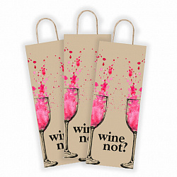 Крафт-пакет бумажный "Wine not?" 15х8х39 см, с кручеными ручками, плотность 80 г/м2, 115809