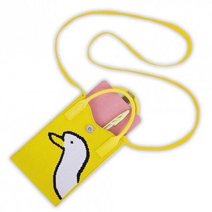 Сумочка-органайзер повседневная HEIKKI KNIT (ХЕЙКИ) кросс боди, вязаная, 17х12х5 см, "Yellow goose", 273791