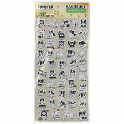 Наклейки декоративные "Забавные зверята", 17,5х9 см, ассорти 4 вида, FUNSTER (ФАНСТЕР), 666097