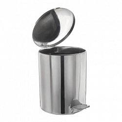 Ведро мусорное с педалью 15 литров, УСИЛЕННОЕ, хром, нержавеющая сталь, ТИТАН