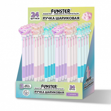 Ручка-спиннер многоцветная с акриловым топпером FUNSTER "SHINY PETS", 3 ЦВЕТА, ассорти, пишущий узел 0,7 мм, линия письма 0,35 мм, 144518