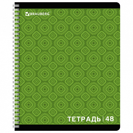 Тетрадь А5, 48 л., BRAUBERG, гребень, клетка, обложка картон, МОНОХРОМ 2, 402046