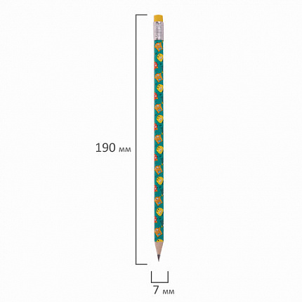 Карандаш чернографитный ЮНЛАНДИЯ "МОНСТРИКИ", 1 шт., HB, с ластиком, корпус ассорти, 181782