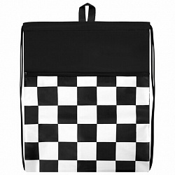 Мешок для обуви BRAUBERG БОЛЬШОЙ, с ручкой, карман на молнии, сетка, 49х41 см, "Black and White", 273452