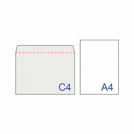 Конверты С4 (229х324 мм), клей, 90 г/м2, КОМПЛЕКТ 250 шт., внутренняя запечатка, 71205, С4НКР-250