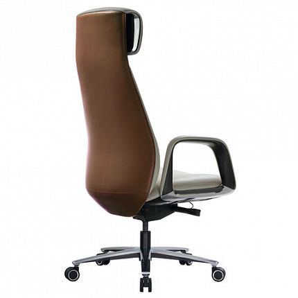 Кресло HAWASAN PREMIUM EX-820, синхромеханизм, слайдер, экокожа, белое/коричневое, 533237