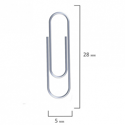 Скрепки STAFF "EVERYDAY", 28 мм, оцинкованные, 100 шт., в картонной коробке, Россия, 224799