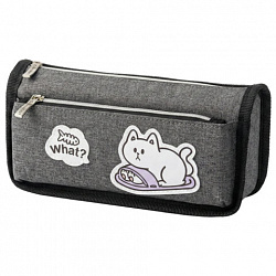 Пенал мягкий BRAUBERG, 2 отделения, полиэстер, "Little catcher", серый, 21х9х6 см, 274611