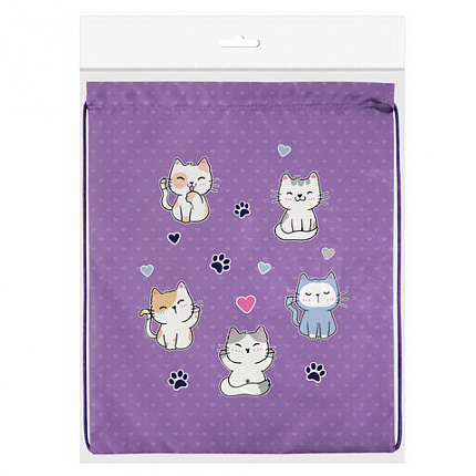 Мешок для обуви BRAUBERG KIDS, с петлей, 42х34 см, "Игривые котята", 272413