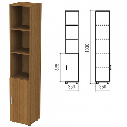 Шкаф полузакрытый "Канц", 350х350х1830 мм, цвет орех пирамидальный (КОМПЛЕКТ)