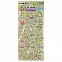 Наклейки гелевые "Зверяшки-обаяшки", 17,5х9 см, ассорти 12 видов, FUNSTER (ФАНСТЕР), 666085
