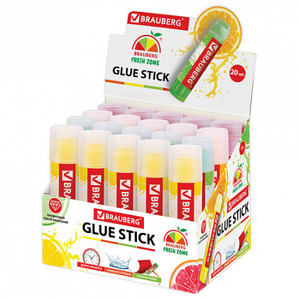 Клей-карандаш BRAUBERG "Fresh Zone", 15 г, 227971, PVP