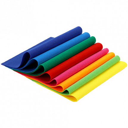 Цветной фетр МЯГКИЙ А4, 2 мм, 8 листов, 8 цветов, плотность 170 г/м2, ОСТРОВ СОКРОВИЩ, 660621