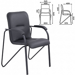 Кресло для приемных и переговорных BRABIX "Samba CF-107", черный каркас, кожзам черный, собранное, 533189