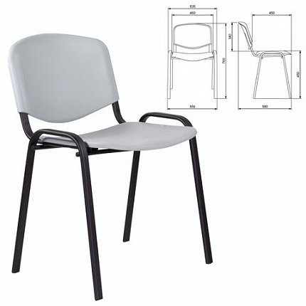 Стул STAFF "Iso Plast CF-009", черный каркас, пластик серый, 532570