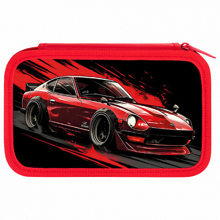 Пенал ПИФАГОР, 3 отделения, ламинированный картон, 19х11 см, "Red road", 273490