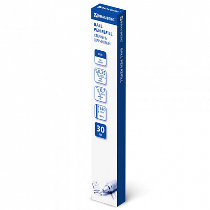 Стержень шариковый BRAUBERG "BP-GT" 140 мм, СИНИЙ, стандартный узел 0,7 мм, линия письма 0,35 мм, 170394