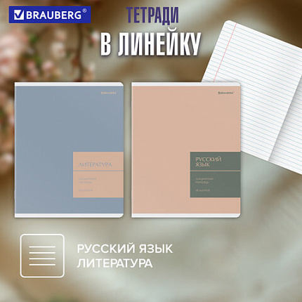 Тетради предметные, КОМПЛЕКТ 12 ПРЕДМЕТОВ 48л, пластиковая обложка, BRAUBERG "MonoPastel", 405540