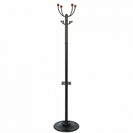 Вешалка-стойка "Квартет-З", 1,79 м, основание 40 см, 4 крючка + место для зонтов, металл, черная