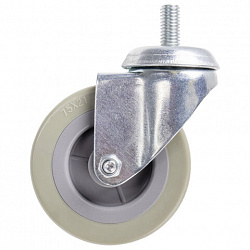 Колеса для уборочной тележки с штоком с резьбой, диаметр 75 мм, КОМПЛЕКТ 4 штуки, BRABIX, 605380