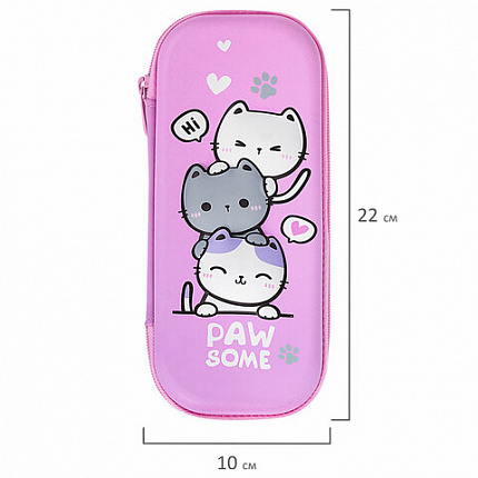 Пенал BRAUBERG, 1 отделение, 1 откидная планка, EVA, 22х10х5 см, "Cat tower", 272334