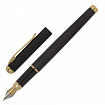 Ручка подарочная перьевая BRAUBERG "Maestro", СИНЯЯ, корпус черный с золотистыми деталями, 143471
