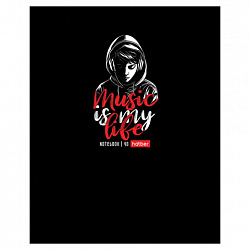 Тетрадь А5 48 л. HATBER скоба, клетка, выборочный лак, "Music is my life" (микс в спайке), 091471, 48Т5вмВ1