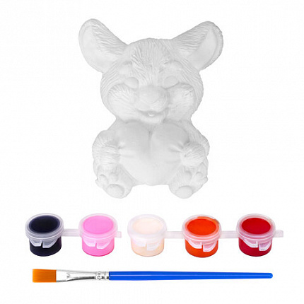 Фигурка-раскраска из гипса "С открыткой", с красками и кистью, ассорти, BRAUBERG KIDS, 666011