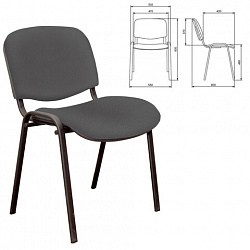 Стул для персонала и посетителей "ИЗО", черный каркас, кожзаменитель серый, Z-71