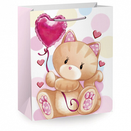 Пакет подарочный (1 штука) 26х13х32см (L) "Lovely Animals", ассорти, глиттер, ЗОЛОТАЯ СКАЗКА, 700816