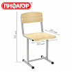 Стул ученический, нерегулируемый ПИФАГОР SC-1, 380х380х790 мм, рост 6 (170-190 см), серый каркас, фанера, 533348