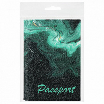 Обложка для паспорта натуральная кожа флоттер, принт "Дым", цвет черный, BRAUBERG, 238869