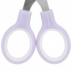 Ножницы BRAUBERG KIDS 130 мм, ручки лавандовые, закругленные лезвия с линейкой, 274061