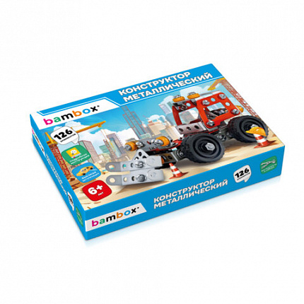 Конструктор металлический "Бульдозер", цветной, с подвижными деталями, 126 элементов, BAMBOX, 667031