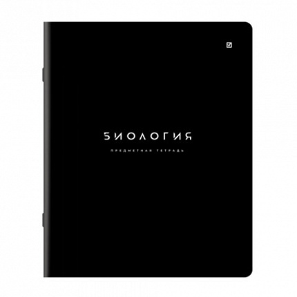Тетрадь предметная BLACK MODE 48л, пластиковая обложка, БИОЛОГИЯ, клетка, подсказ, BRAUBERG, 405517