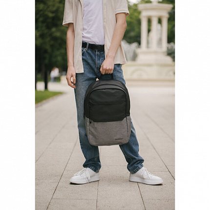 Рюкзак HEIKKI SECTIONS (ХЕЙКИ) универсальный, передние карманы, серый/черный,46,5х30х17 см, 273908