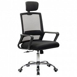 Кресло CROMEX (КРОМЕКС) "Debut CH-697", ХРОМ, с подлокотниками, механизм качания, сетка/ткань TW, черное, 533068