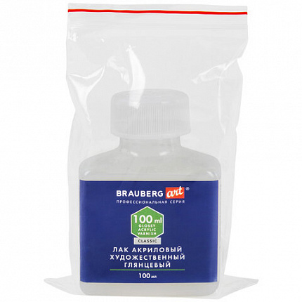Лак акриловый глянцевый художественный, в бутылке, 100 мл, BRAUBERG ART CLASSIC, 192350
