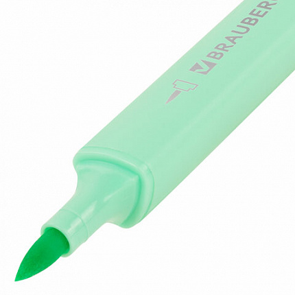Набор текстовыделителей двусторонних (скошенный/кисть) 6 ПАСТЕЛЬНЫХ ЦВЕТОВ, АССОРТИ, BRAUBERG TIP-D, трехгранный корпус, 152533
