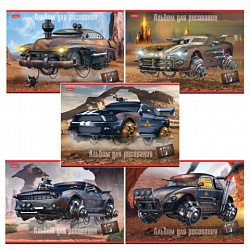 Альбом для рисования А4 16 л., скоба, обложка картон, HATBER, 205х290 мм, "Дизельпанк", 085167, 16А4В